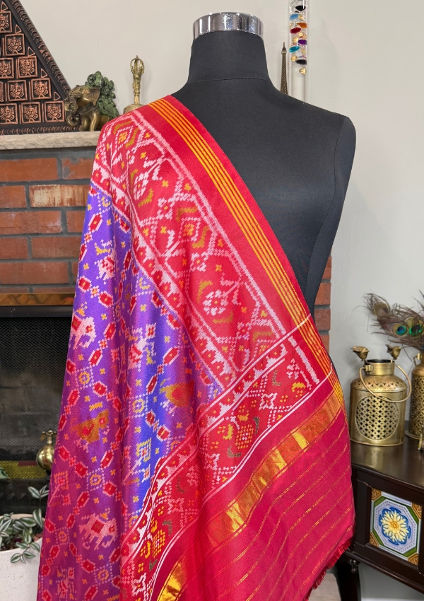 Purple Patola Strawberry Pallu Dupatta